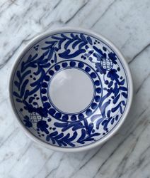 Positano collection, djup skål med handmålat blått mönster, 18 cm