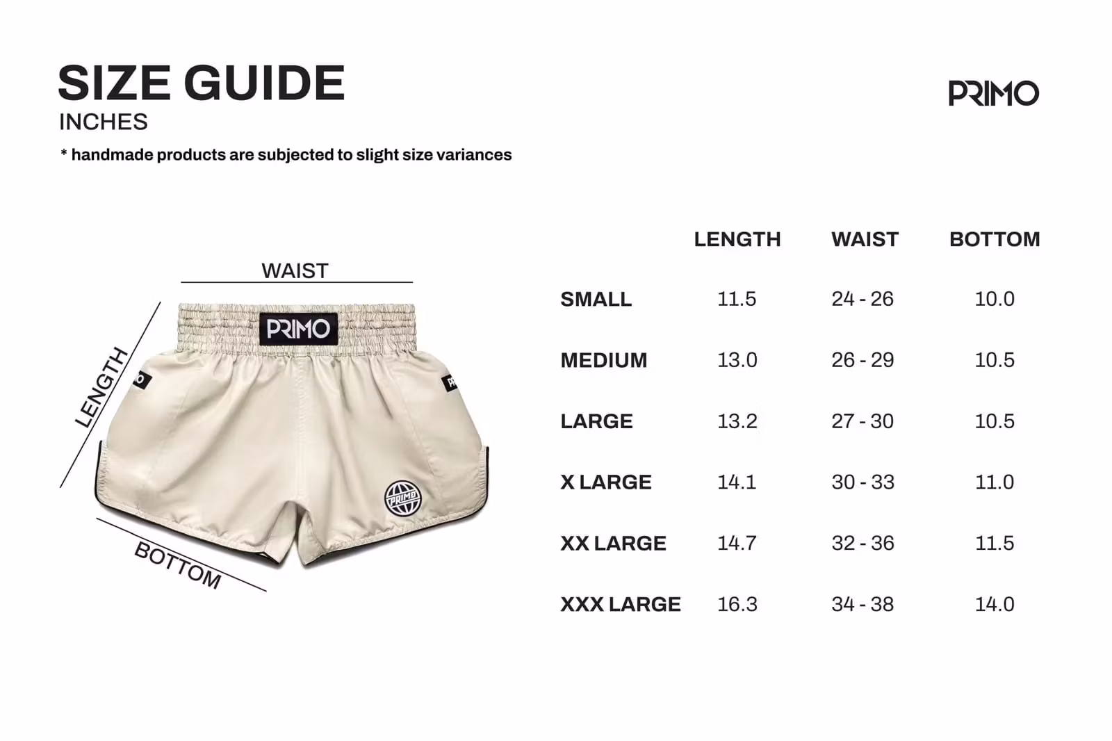 PRIMO: MUAY THAI SHORTS ALTA SERIES - GRÄDDVIT