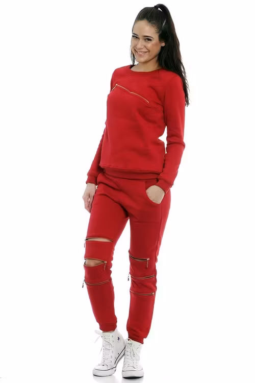 Stella Tracksuit Red With Zippers