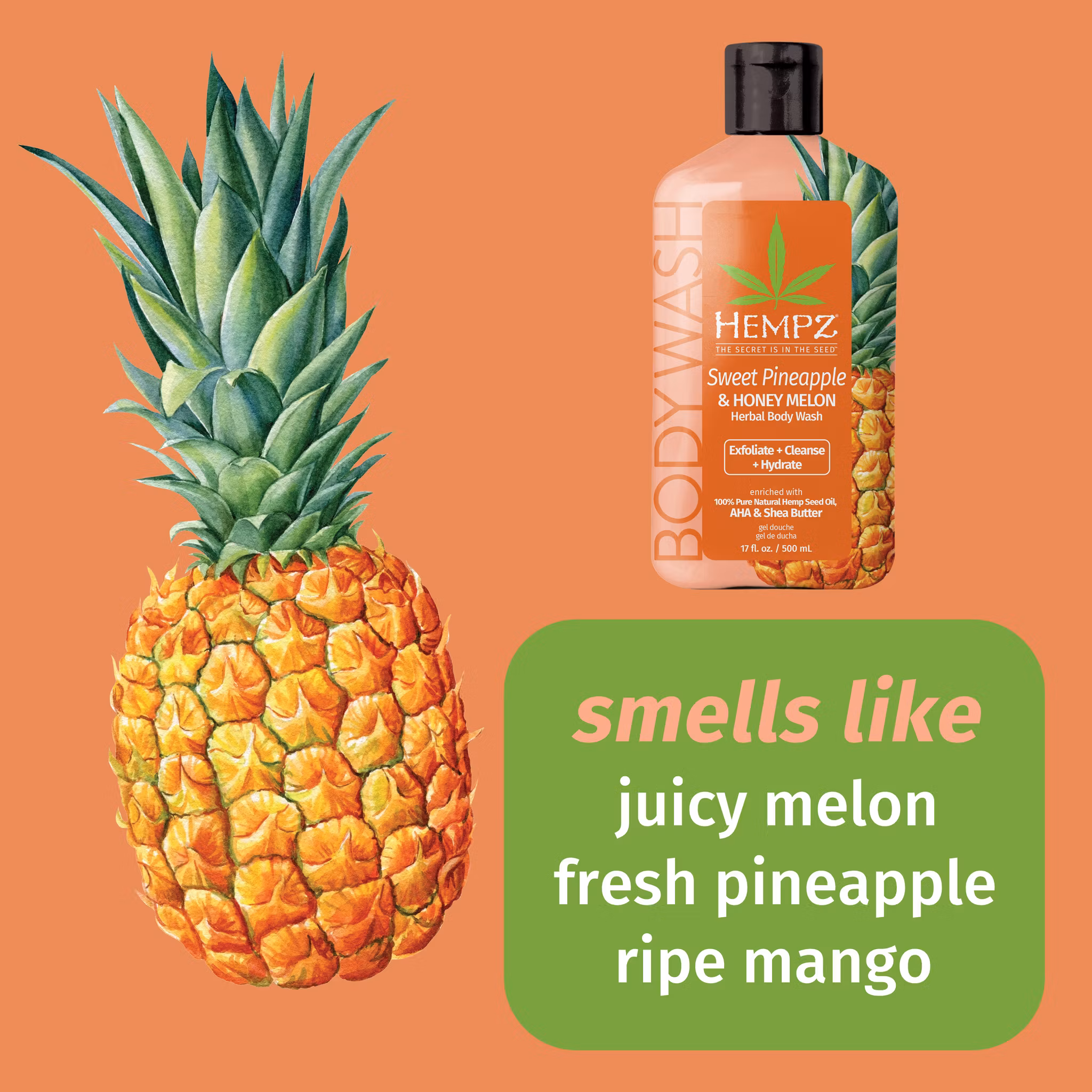 Hempz - Sweet Pineapple Honey Melon Herbal Body Wash 500ml