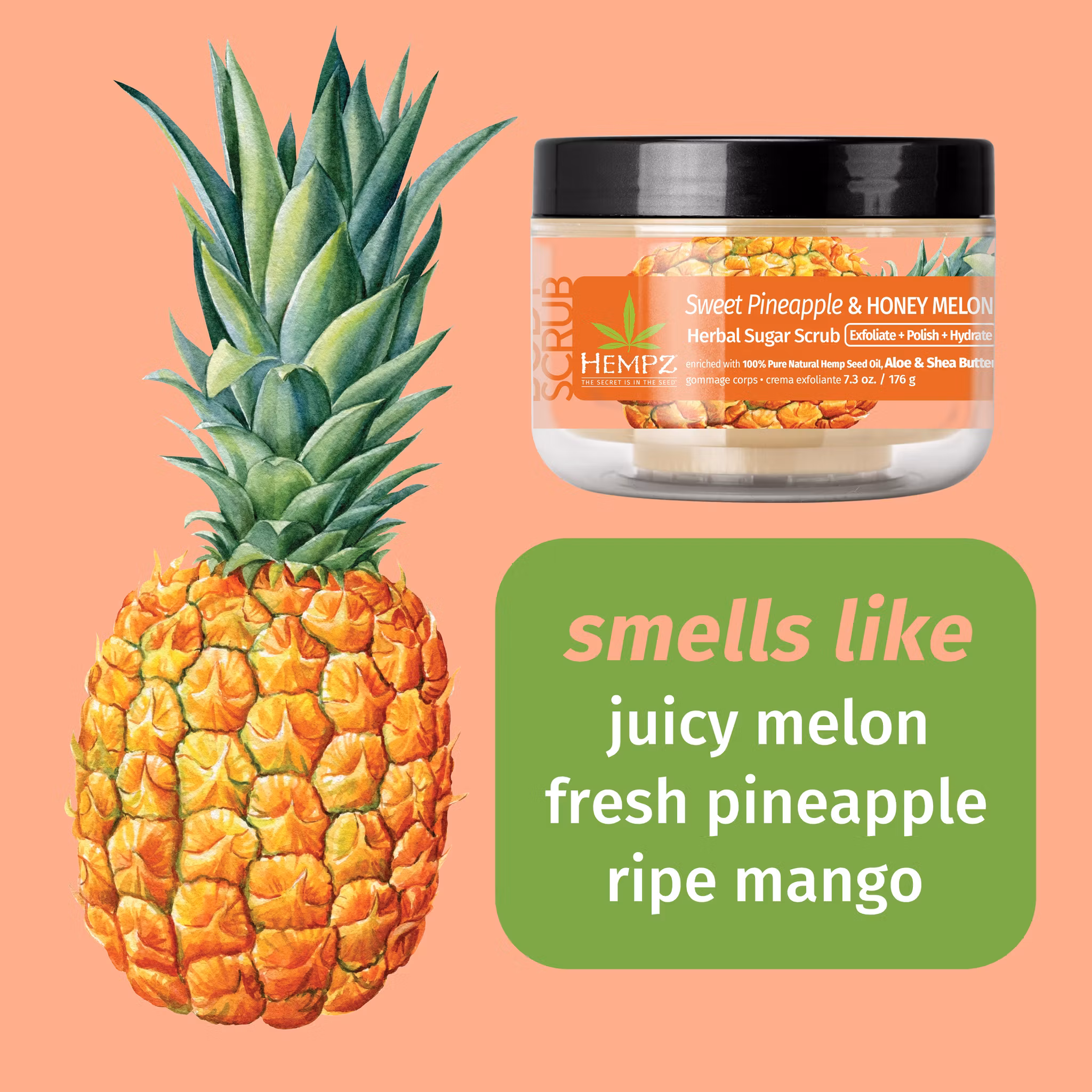 Hempz - Sweet Pineapple & Honey Melon Herbal Body Scrub 176g