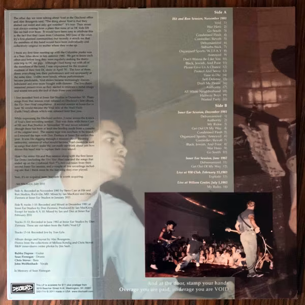 VOID Sessions 1981-83 (Dischord - USA original) (EX/NM) LP