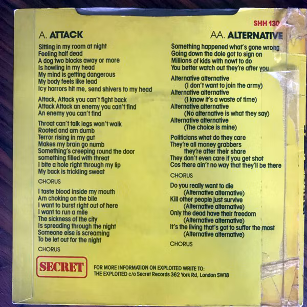 EXPLOITED, the Attack / Alternative (Secret - UK original) (VG) 7"