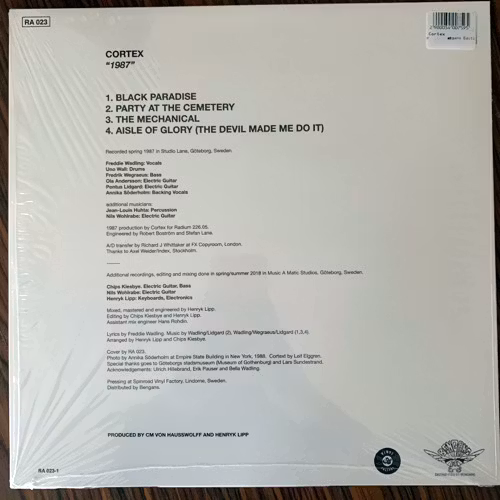 CORTEX 1987 (RA 023 - Sweden original) (NM/EX) 12" EP