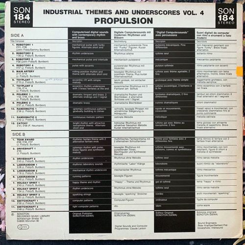JOHN FIDDY Industrial Themes & Underscores Vol. 4: Propulsion (Sondon - Germany original) (VG/EX) LP