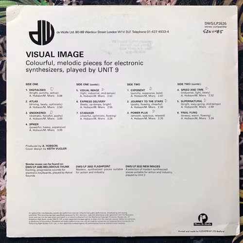 UNIT 9 Visual Image (Music De Wolfe - UK original) (VG/EX) LP