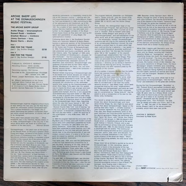 ARCHIE SHEPP Life At The Donaueschingen Music Festival (MPS - USA original) (VG) LP