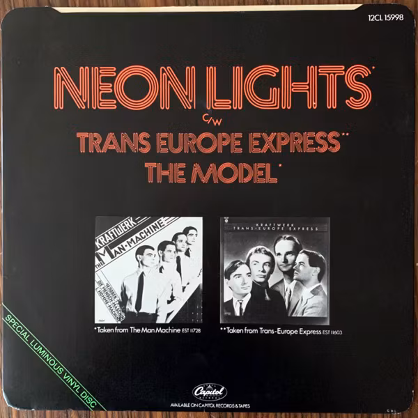 KRAFTWERK Neon Lights (Luminous vinyl) (Capitol - UK original) (VG+) 12"