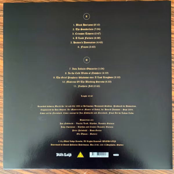 DISSECTION The Somberlain (Gold vinyl) (Black Lodge - Sweden reissue) (EX/NM) LP