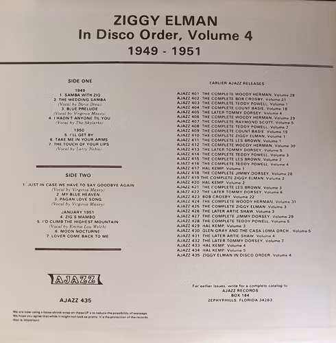 ZIGGY ELMAN In Disco Order Volume 4 1949-1951 (Ajazz - USA original) (EX) LP