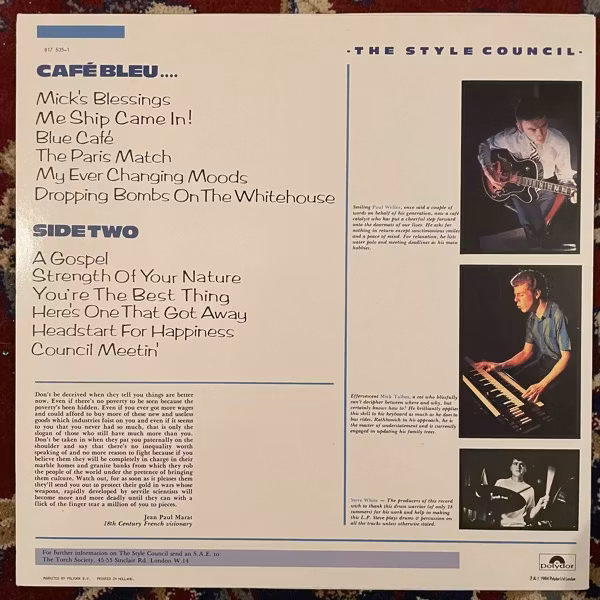 STYLE COUNCIL, the Café Bleu (Polydor - Holland original) (EX/VG+) LP