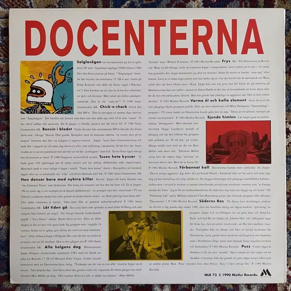DOCENTERNA Låt Tiden Gå 1979-1989 (Mistlur - Sweden original) (EX/VG+) LP