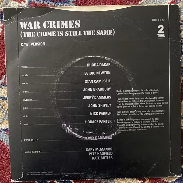 SPECIAL AKA, the War Crimes (Two-Tone - UK original) (VG-/VG) 7"
