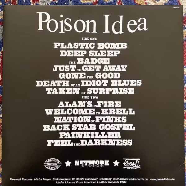 POISON IDEA Feel The Darkness (Farewell - Germany 2004 reissue) (EX) LP