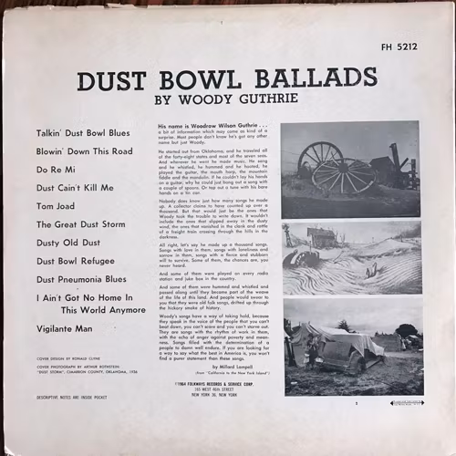 WOODY GUTHRIE Dust Bowl Ballads (Folkways - USA repress) (VG-/VG+) LP