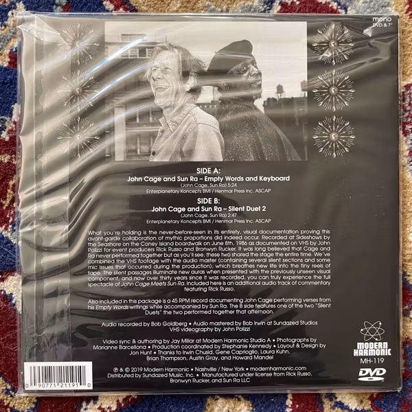 JOHN CAGE MEETS SUN RA John Cage Meets Sun Ra (Clear vinyl) (Modern Harmonics - USA original) (NM) 7"+DVD