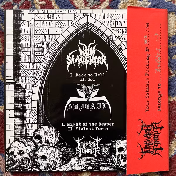 NUNSLAUGHTER / ABIGAIL Fucking Satan (Turanian Honour - Hungary original) (NM/EX) 7"