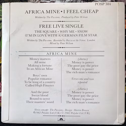 PASSIONS, the Africa Mine (Polydor - UK original) (VG+/EX) 2x7"