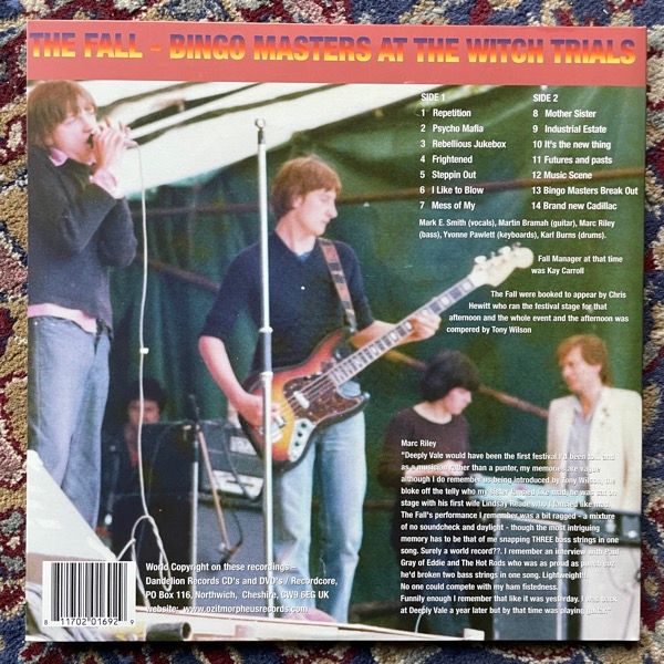 FALL, the Bingo Masters At The Witch Trials (Orange vinyl) (Dandelion - UK original) (EX) LP