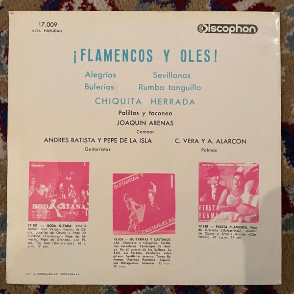 CHIQUITA HERRADA ¡¡Flamencos Y Olés!! (Discophon - Spain reissue) (VG+) 7"
