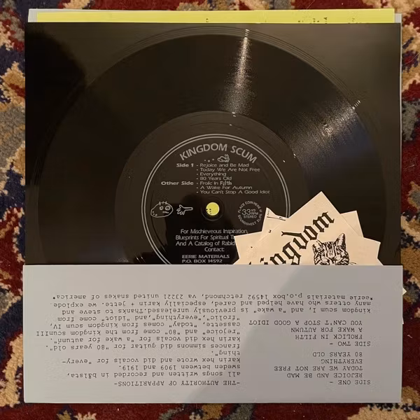KINGDOM SCUM You Can't Stop A Good Idiot (Eerie Materials - USA original) (EX/VG+) 8" FLEXI