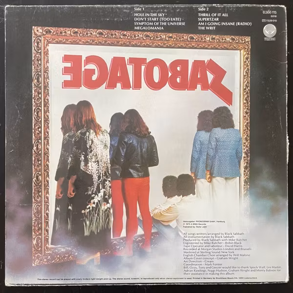 BLACK SABBATH Sabotage (Vertigo - Germany original) (VG-/VG) LP