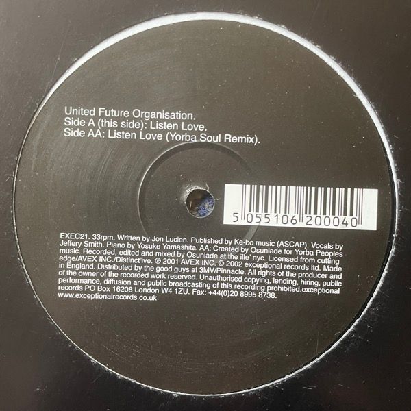 UNITED FUTURE ORGANIZATION Listen Love (Exceptional - UK original) (VG/VG+) 12"
