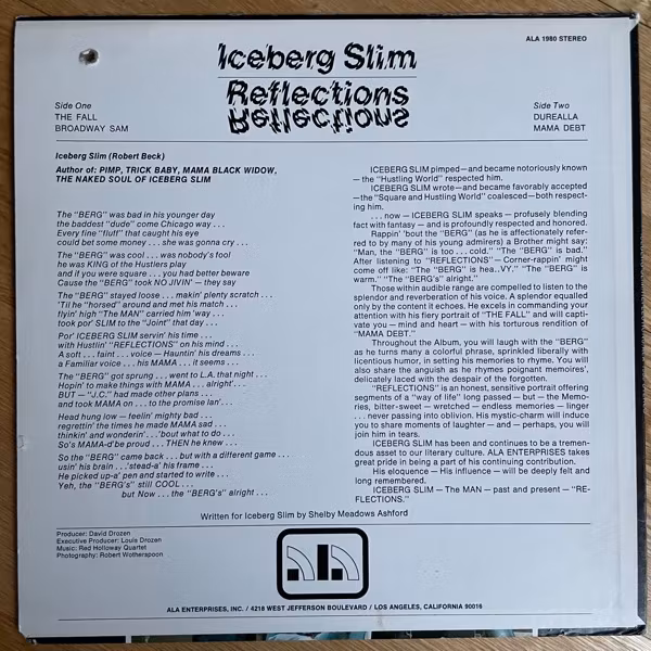ICEBERG SLIM Reflections (ALA - USA original) (VG/EX) LP