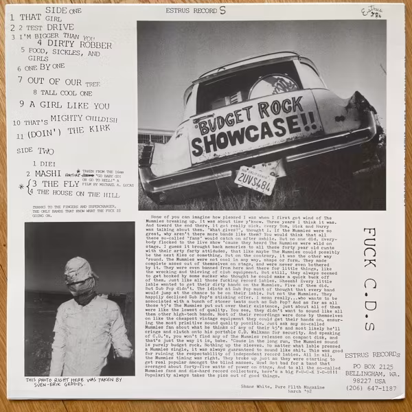 MUMMIES, the Play Their Own Records! (Clear vinyl) (Estrus - USA 2009 reissue) (EX/VG+) LP