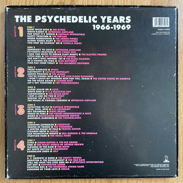 VARIOUS The Psychedelic Years (Knight - UK original) (VG+) 4LP BOX