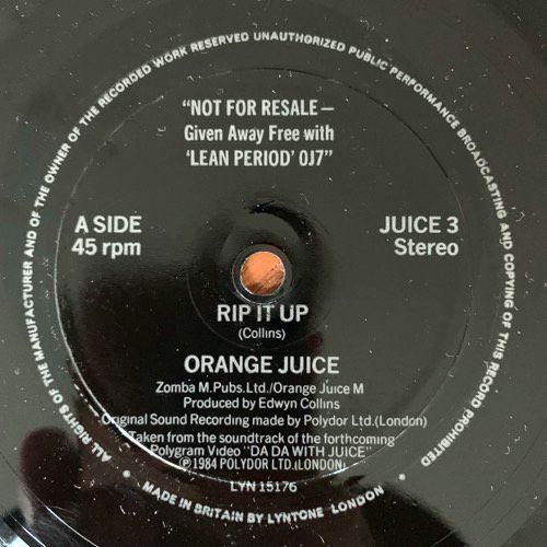ORANGE JUICE Rip It Up (Polydor - UK original) (VG+) FLEXI 7"