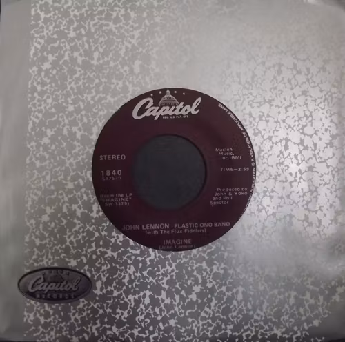 JOHN LENNON, PLASTIC ONO BAND with THE FLUX FIDDLERS Imagine (Capitol - USA reissue) (VG/EX) 7"