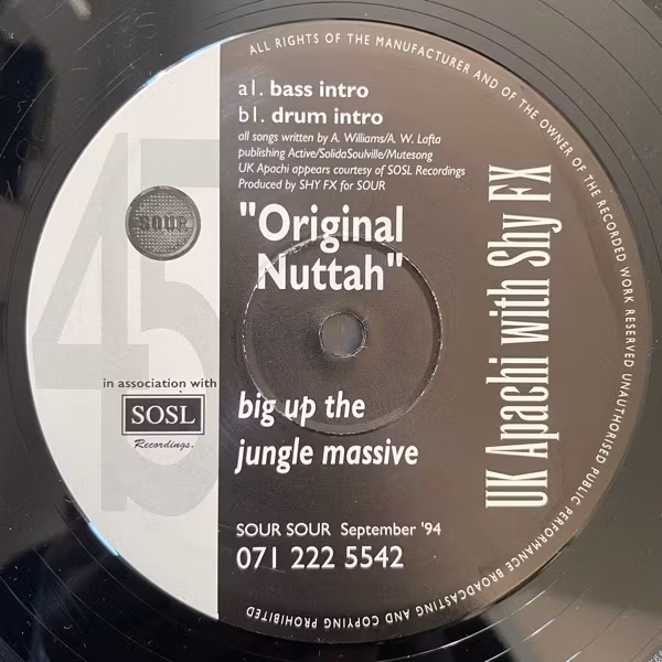 UK APACHI WITH SHY FX Original Nuttah (SOUR - UK original) (VG+) 12"