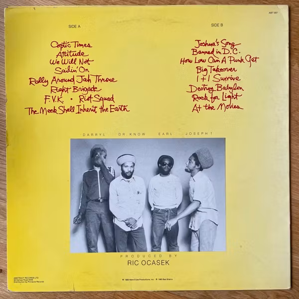 BAD BRAINS Rock For Light (Abstract - UK original) (VG) LP