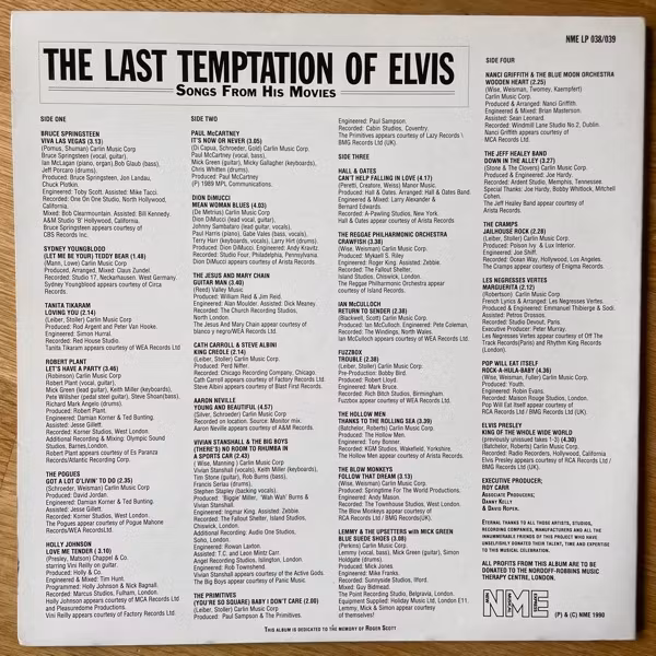 VARIOUS The Last Temptation Of Elvis (New Musical Express - UK original) (VG+) 2LP