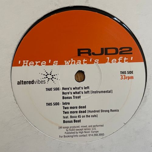 RJD2 Here's What's Left (Battersea Park Music - UK original) (VG+) 12"