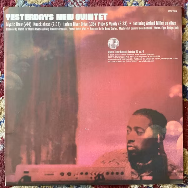 YESTERDAYS NEW QUINTET Bomb Shelter EP (Stones Throw - USA original) (EX) 7"