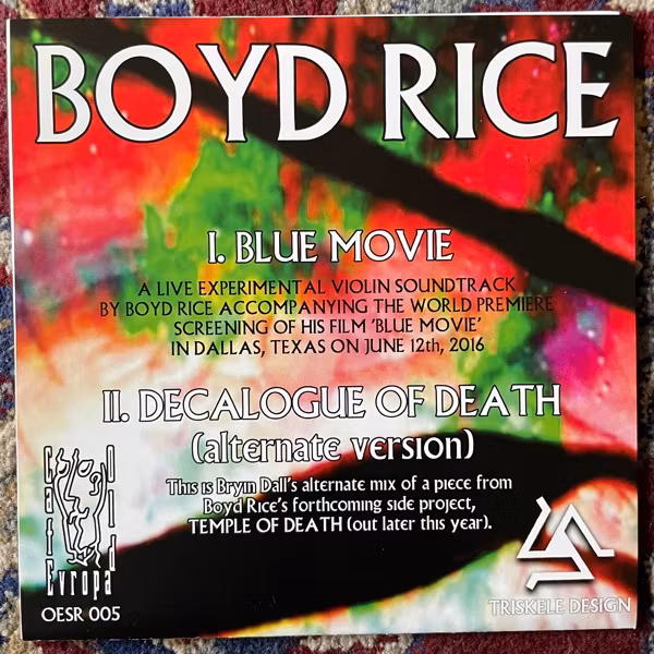 BOYD RICE Blue Movie (Purple vinyl) (Old Europa Cafe - Italy original) (NM) 7"