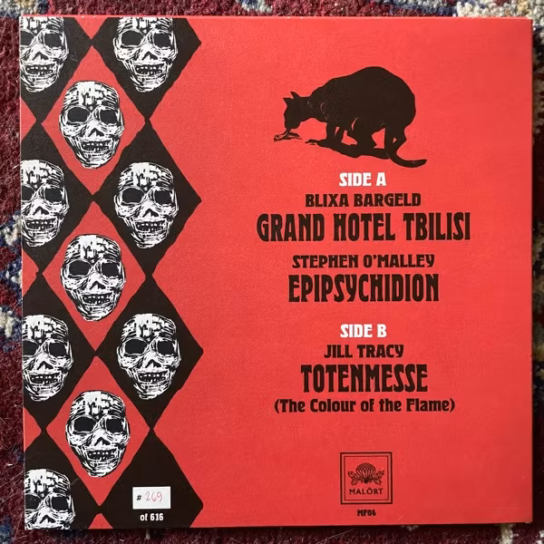 BLIXA BARGELD / STEPHEN O'MALLEY / JILL TRACY Songs Of Decadence: A Soundtrack To The Writings Of Stanislaw Przybyszewski (Malört - Sweden original) (NM/EX) 7"