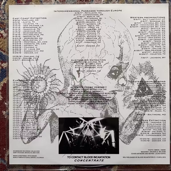 BLOOD INCANTATION Live Vitrification (Clear vinyl) (Self released - USA original) (VG/VG+) 12" EP