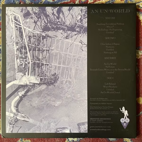 ANDREW LILES An Un World (Silver, white vinyl) (Eroto Tox Decodings - USA reissue) (VG+/NM) 2LP