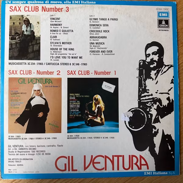 GIL VENTURA Sax Club Number 3 (Odeon - Italy original) (VG/VG+) LP