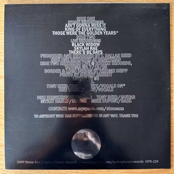 STONE AXE Extended Play (Blue vinyl) (Hydro-Phonic - USA original) (EX/NM) 10"