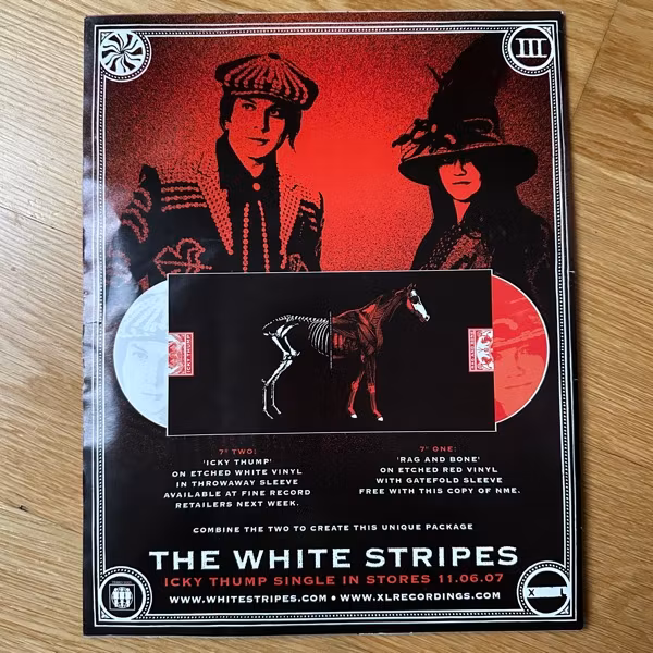 WHITE STRIPES, the Rag And Bone (Red vinyl) (XL, NME - UK original) (SS/EX) 7" + MAGAZINE