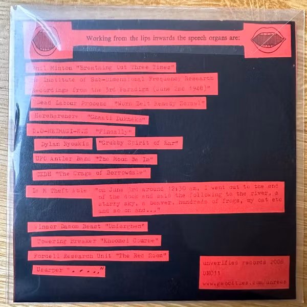 VARIOUS The Speech Organs (Unverified - UK original) (EX) CDR