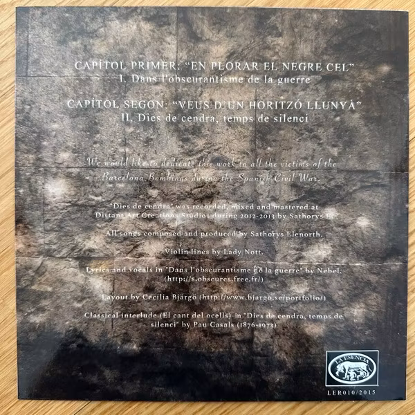 DER BLAUE REITER Dies De Cendra (La Esencia – Spain original) (NM/EX) 7"
