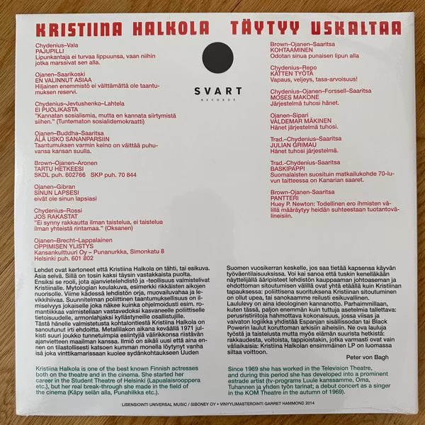 KRISTIINA HALKOLA Täytyy Uskaltaa (Svart - Finland reissue) (SS) LP