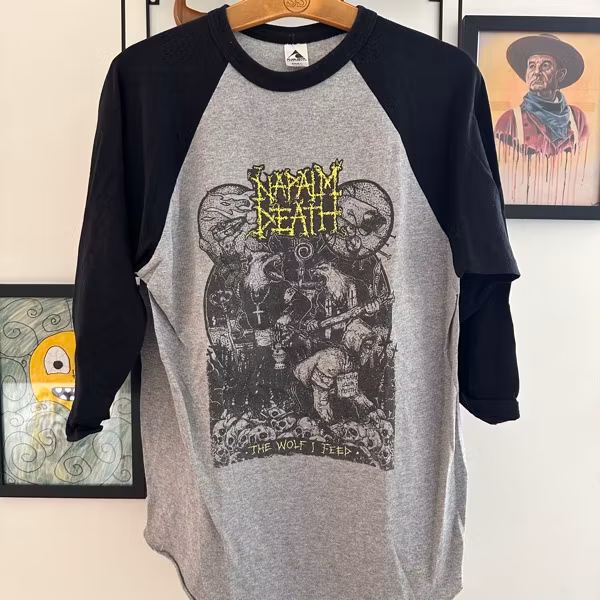 NAPALM DEATH The Wolf I Feed (L) (USED) BASEBALL SHIRT