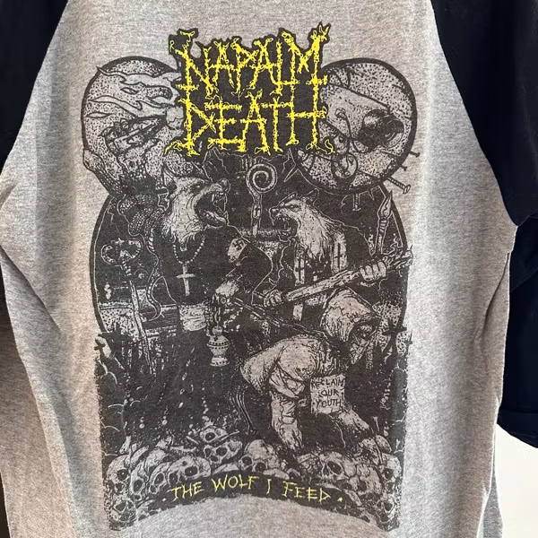 NAPALM DEATH The Wolf I Feed (L) (USED) BASEBALL SHIRT