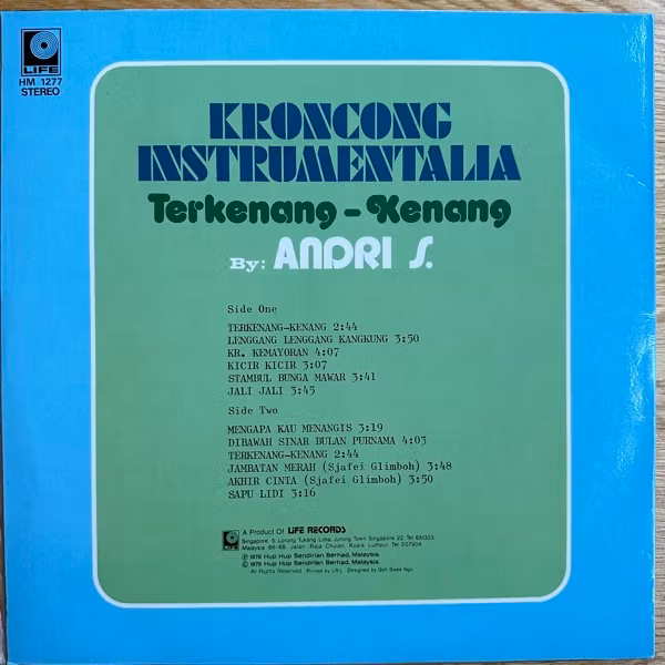 ANDRI S Kroncong Instrumentalia Terkenang - Kenang (Life - Malaysia original) (EX/VG+) LP